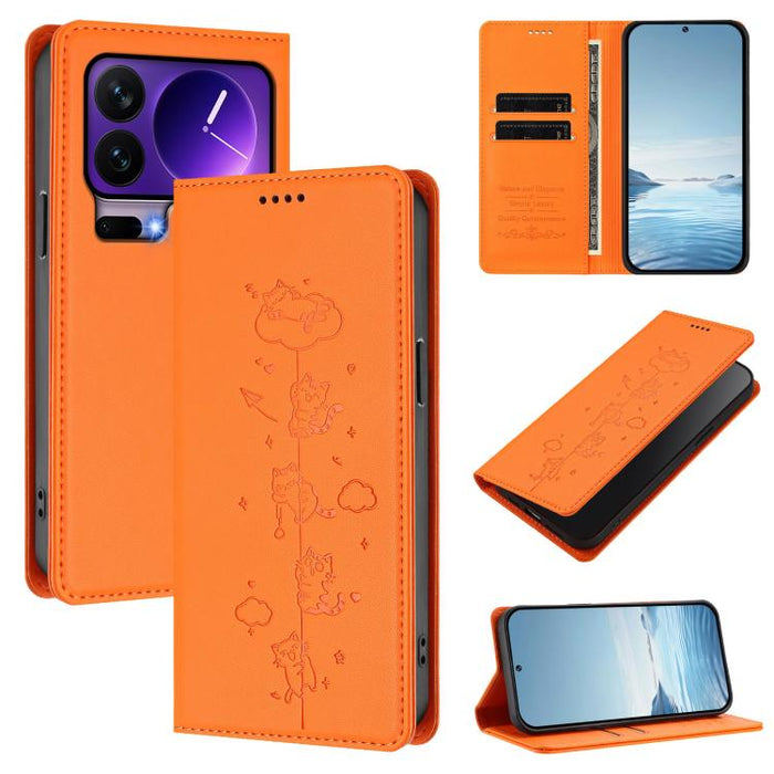 Funda para teléfono de cuero vegano magnética RFID con estampado de lindos gatos, For Xiaomi 17 Max 5G, For Xiaomi 17T Pro 5G, For Xiaomi 17 Pro Max, For Xiaomi 17 Pro, For Xiaomi 17, For Xiaomi Poco M7 4G 169mm, For Xiaomi Poco M7 4G 171mm            ...