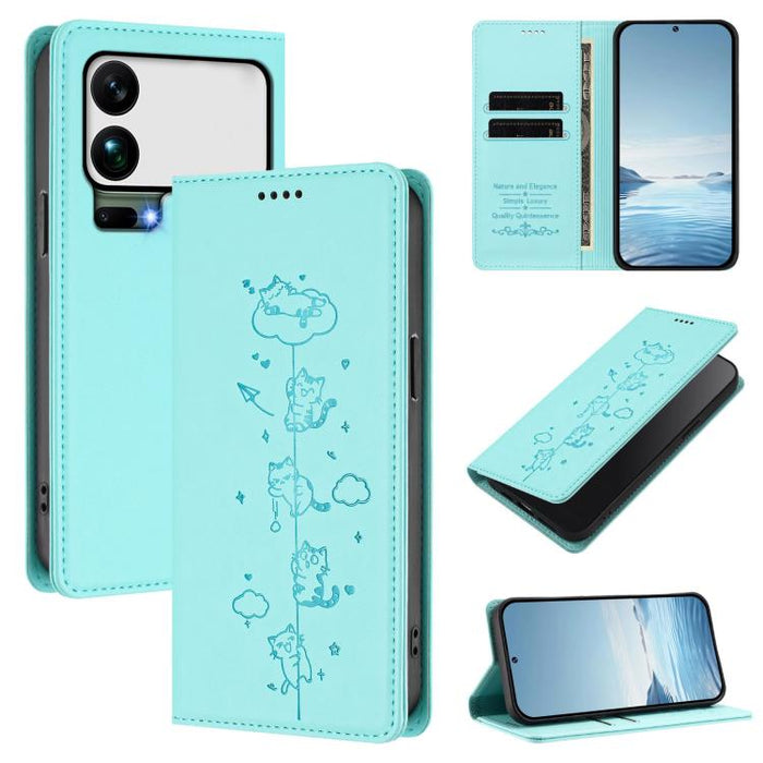 Funda para teléfono de cuero vegano magnética RFID con estampado de lindos gatos, For Xiaomi 17 Max 5G, For Xiaomi 17T Pro 5G, For Xiaomi 17 Pro Max, For Xiaomi 17 Pro, For Xiaomi 17, For Xiaomi Poco M7 4G 169mm, For Xiaomi Poco M7 4G 171mm            ...