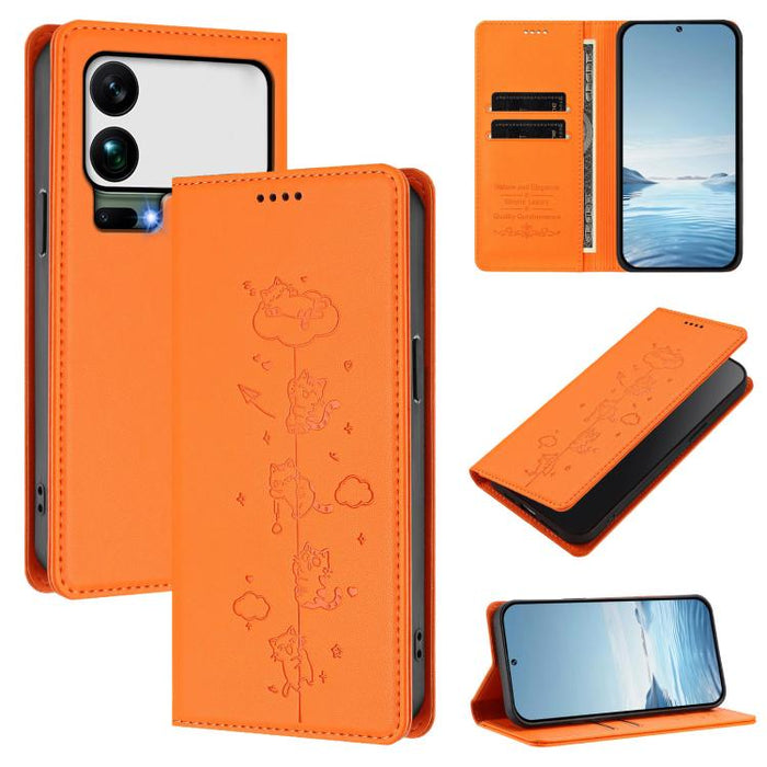 Funda para teléfono de cuero vegano magnética RFID con estampado de lindos gatos, For Xiaomi 17 Max 5G, For Xiaomi 17T Pro 5G, For Xiaomi 17 Pro Max, For Xiaomi 17 Pro, For Xiaomi 17, For Xiaomi Poco M7 4G 169mm, For Xiaomi Poco M7 4G 171mm            ...