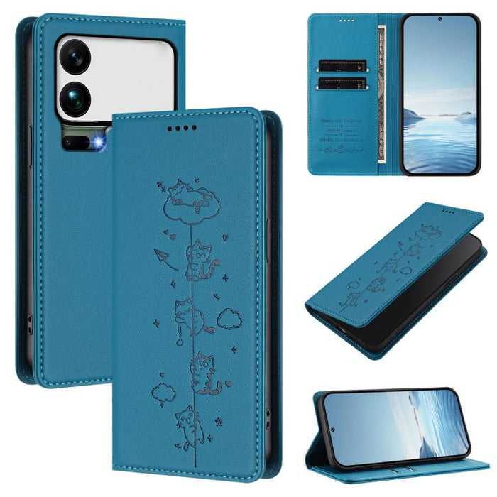 Funda para teléfono de cuero vegano magnética RFID con estampado de lindos gatos, For Xiaomi 17 Max 5G, For Xiaomi 17T Pro 5G, For Xiaomi 17 Pro Max, For Xiaomi 17 Pro, For Xiaomi 17, For Xiaomi Poco M7 4G 169mm, For Xiaomi Poco M7 4G 171mm            ...