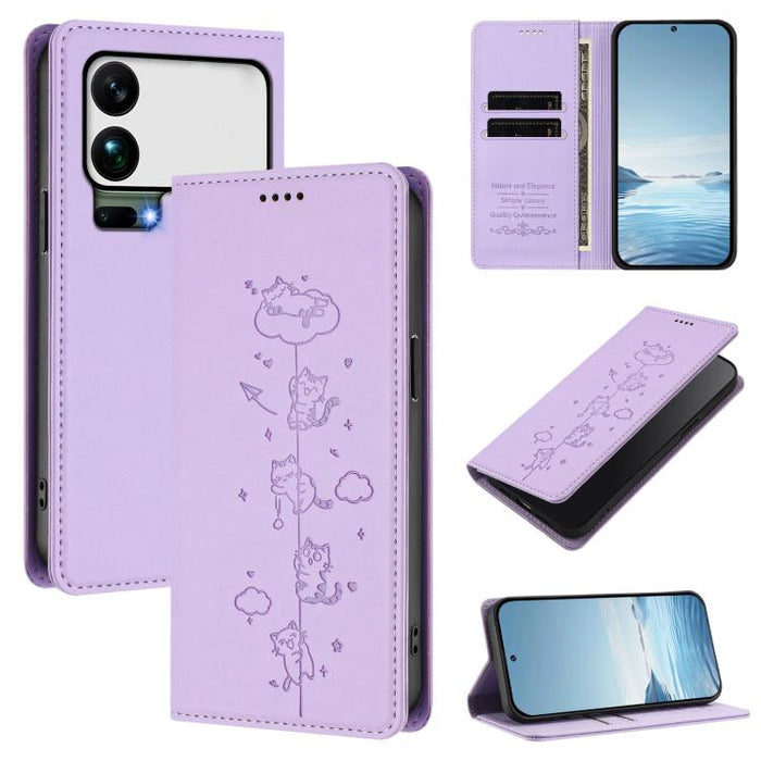Funda para teléfono de cuero vegano magnética RFID con estampado de lindos gatos, For Xiaomi 17 Max 5G, For Xiaomi 17T Pro 5G, For Xiaomi 17 Pro Max, For Xiaomi 17 Pro, For Xiaomi 17, For Xiaomi Poco M7 4G 169mm, For Xiaomi Poco M7 4G 171mm            ...