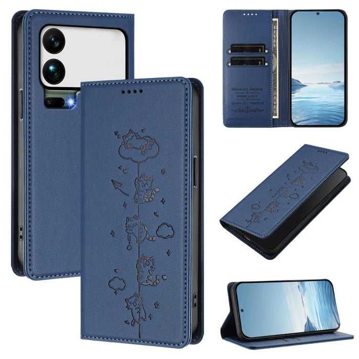 Funda para teléfono de cuero vegano magnética RFID con estampado de lindos gatos, For Xiaomi 17 Max 5G, For Xiaomi 17T Pro 5G, For Xiaomi 17 Pro Max, For Xiaomi 17 Pro, For Xiaomi 17, For Xiaomi Poco M7 4G 169mm, For Xiaomi Poco M7 4G 171mm            ...