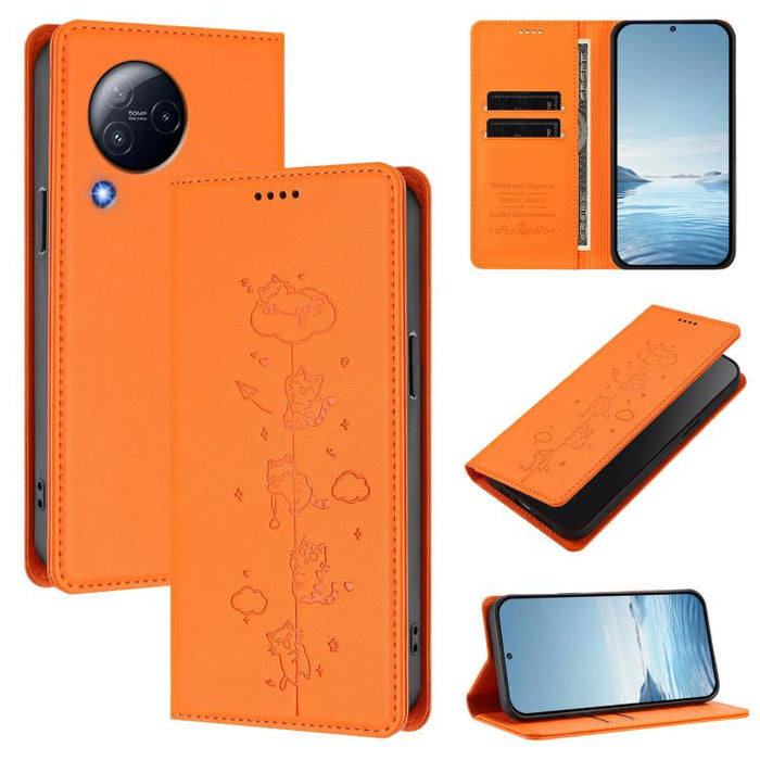 Funda para teléfono de cuero vegano magnética RFID con estampado de lindos gatos, For Xiaomi 13 Ultra, For Xiaomi Civi 3, For Xiaomi 13 Lite / Civi 2