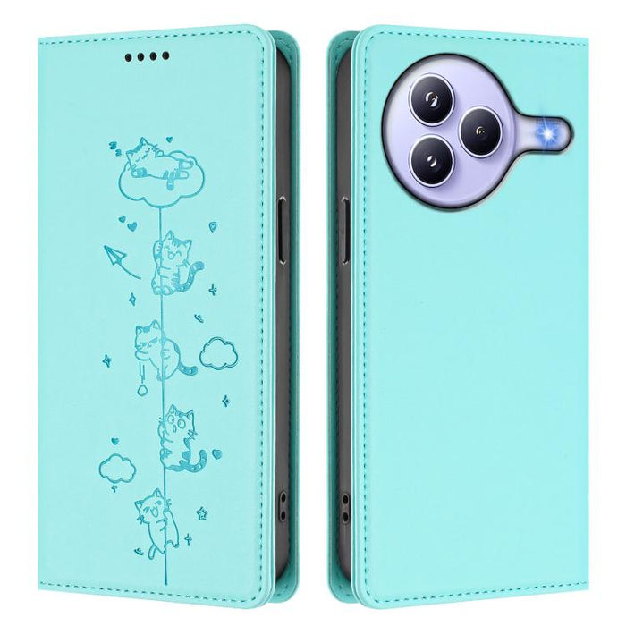 Funda para teléfono de cuero vegano magnética RFID con estampado de lindos gatos, For Xiaomi Civi 5 Pro, For Xiaomi 15S Pro, For Xiaomi Poco F7 / Redmi Turbo 4 Pro, For Xiaomi Poco M7 5G / Poco C75 / Redmi A4 5G, For Xiaomi 15 Ultra                    ...