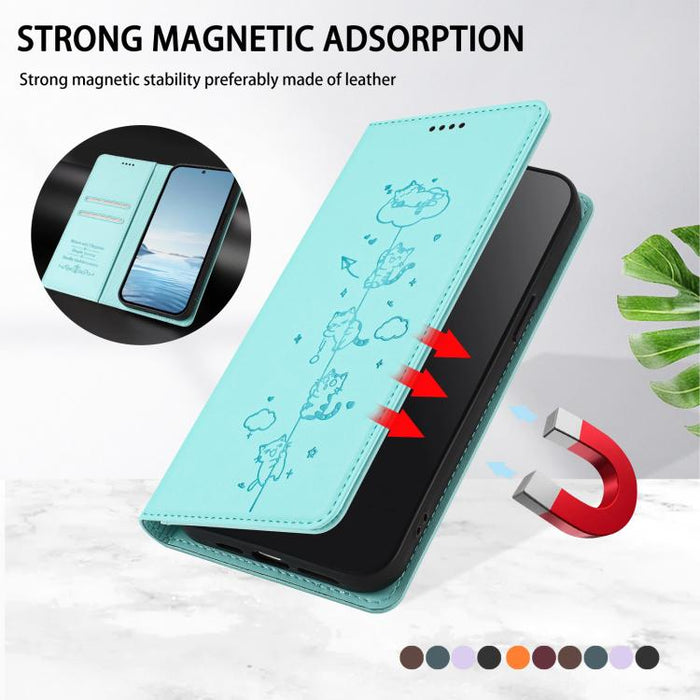 Funda para teléfono de cuero vegano magnética RFID con estampado de lindos gatos, For Xiaomi Civi 5 Pro, For Xiaomi 15S Pro, For Xiaomi Poco F7 / Redmi Turbo 4 Pro, For Xiaomi Poco M7 5G / Poco C75 / Redmi A4 5G, For Xiaomi 15 Ultra                    ...