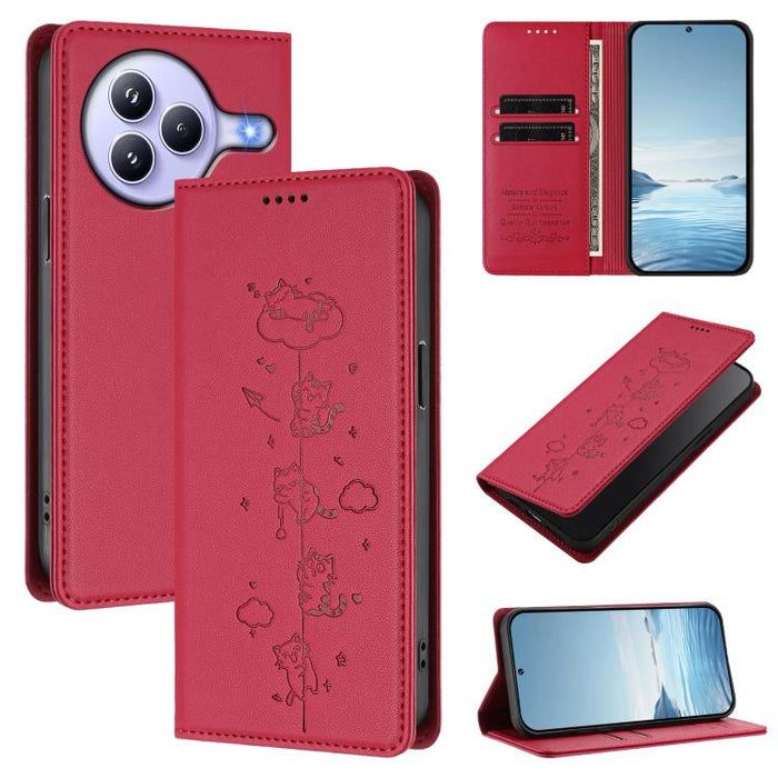 Funda para teléfono de cuero vegano magnética RFID con estampado de lindos gatos, For Xiaomi Civi 5 Pro, For Xiaomi 15S Pro, For Xiaomi Poco F7 / Redmi Turbo 4 Pro, For Xiaomi Poco M7 5G / Poco C75 / Redmi A4 5G, For Xiaomi 15 Ultra                    ...