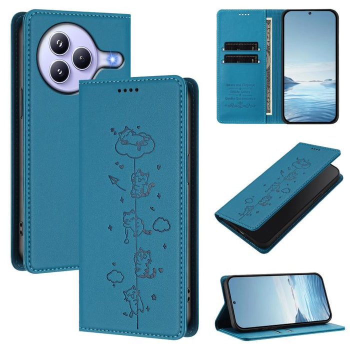 Funda para teléfono de cuero vegano magnética RFID con estampado de lindos gatos, For Xiaomi Civi 5 Pro, For Xiaomi 15S Pro, For Xiaomi Poco F7 / Redmi Turbo 4 Pro, For Xiaomi Poco M7 5G / Poco C75 / Redmi A4 5G, For Xiaomi 15 Ultra                    ...
