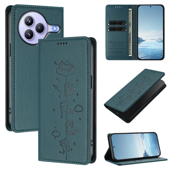 Funda para teléfono de cuero vegano magnética RFID con estampado de lindos gatos, For Xiaomi Civi 5 Pro, For Xiaomi 15S Pro, For Xiaomi Poco F7 / Redmi Turbo 4 Pro, For Xiaomi Poco M7 5G / Poco C75 / Redmi A4 5G, For Xiaomi 15 Ultra                    ...