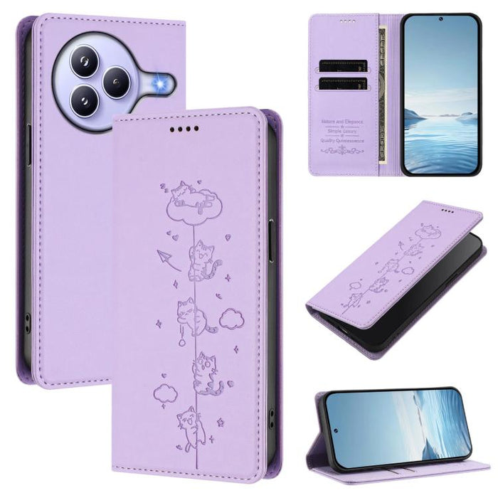 Funda para teléfono de cuero vegano magnética RFID con estampado de lindos gatos, For Xiaomi Civi 5 Pro, For Xiaomi 15S Pro, For Xiaomi Poco F7 / Redmi Turbo 4 Pro, For Xiaomi Poco M7 5G / Poco C75 / Redmi A4 5G, For Xiaomi 15 Ultra                    ...