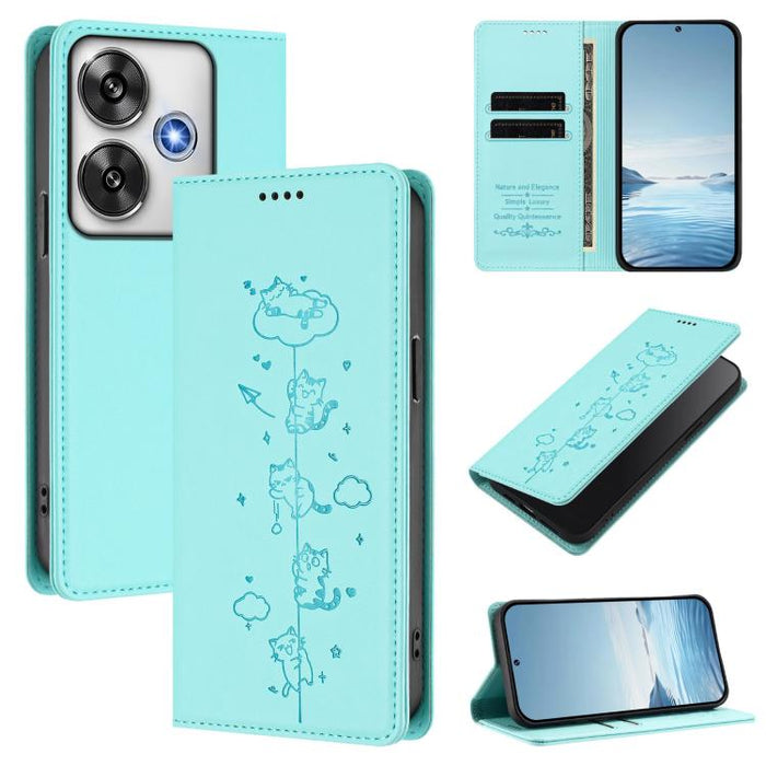 Funda para teléfono de cuero vegano magnética RFID con estampado de lindos gatos, For Xiaomi 14T, For Xiaomi Poco F6 / Redmi Turbo 3, For Xiaomi Poco F6 Pro / Redmi K70 / K70 Pro, For Xiaomi Poco X6 Neo / Redmi Note 13R Pro                             ...