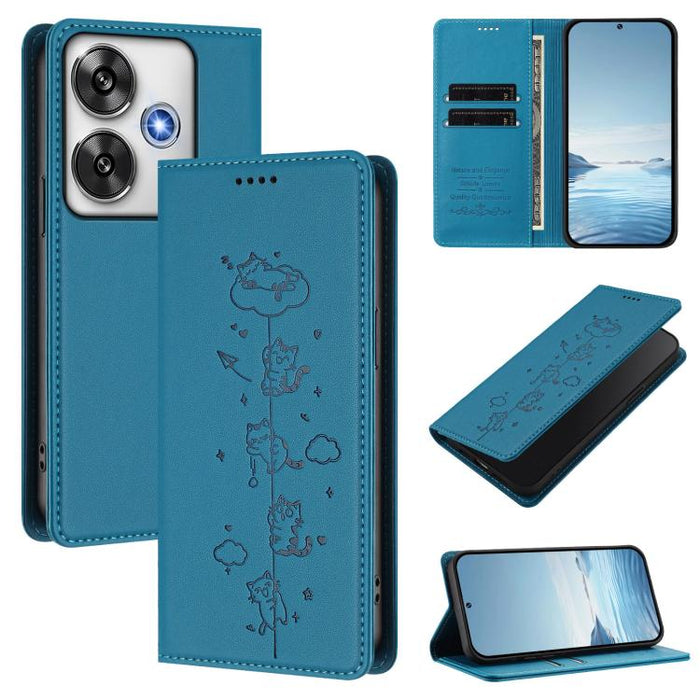 Funda para teléfono de cuero vegano magnética RFID con estampado de lindos gatos, For Xiaomi 14T, For Xiaomi Poco F6 / Redmi Turbo 3, For Xiaomi Poco F6 Pro / Redmi K70 / K70 Pro, For Xiaomi Poco X6 Neo / Redmi Note 13R Pro                             ...