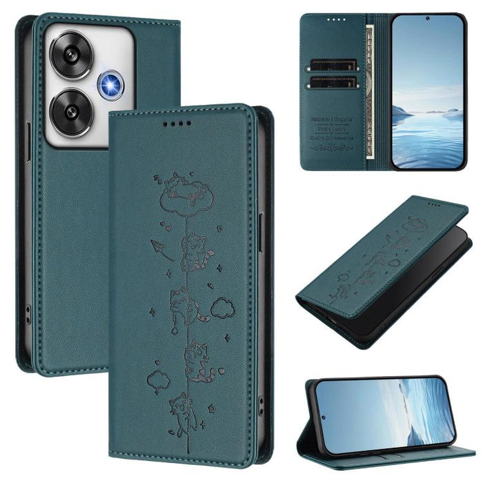 Funda para teléfono de cuero vegano magnética RFID con estampado de lindos gatos, For Xiaomi 14T, For Xiaomi Poco F6 / Redmi Turbo 3, For Xiaomi Poco F6 Pro / Redmi K70 / K70 Pro, For Xiaomi Poco X6 Neo / Redmi Note 13R Pro                             ...