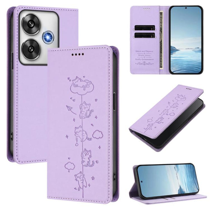 Funda para teléfono de cuero vegano magnética RFID con estampado de lindos gatos, For Xiaomi 14T, For Xiaomi Poco F6 / Redmi Turbo 3, For Xiaomi Poco F6 Pro / Redmi K70 / K70 Pro, For Xiaomi Poco X6 Neo / Redmi Note 13R Pro                             ...