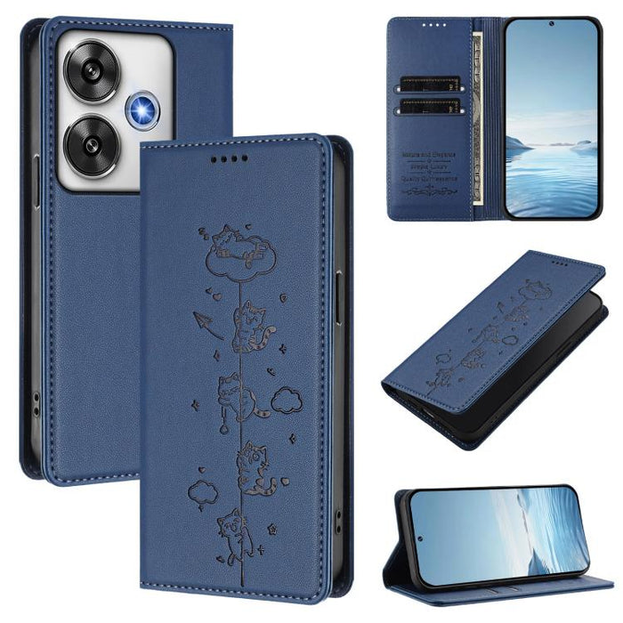 Funda para teléfono de cuero vegano magnética RFID con estampado de lindos gatos, For Xiaomi 14T, For Xiaomi Poco F6 / Redmi Turbo 3, For Xiaomi Poco F6 Pro / Redmi K70 / K70 Pro, For Xiaomi Poco X6 Neo / Redmi Note 13R Pro                             ...