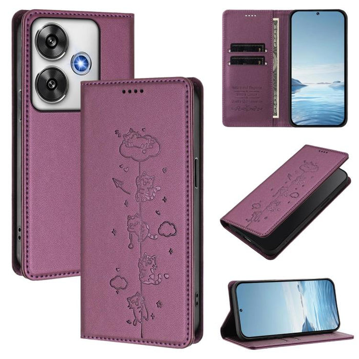 Funda para teléfono de cuero vegano magnética RFID con estampado de lindos gatos, For Xiaomi 14T, For Xiaomi Poco F6 / Redmi Turbo 3, For Xiaomi Poco F6 Pro / Redmi K70 / K70 Pro, For Xiaomi Poco X6 Neo / Redmi Note 13R Pro                             ...