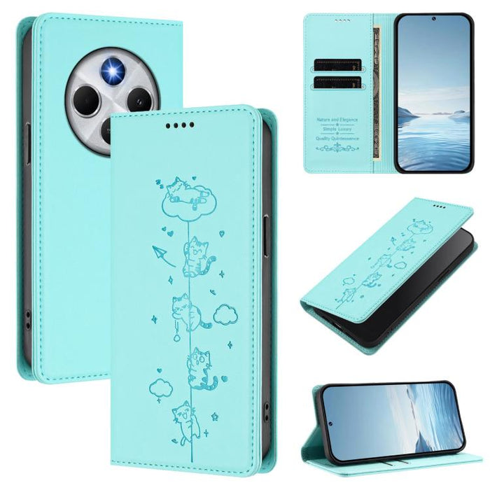 Funda para teléfono de cuero vegano magnética RFID con estampado de lindos gatos, For Xiaomi Civi 5 Pro, For Xiaomi 15S Pro, For Xiaomi Poco F7 / Redmi Turbo 4 Pro, For Xiaomi Poco M7 5G / Poco C75 / Redmi A4 5G, For Xiaomi 15 Ultra                    ...