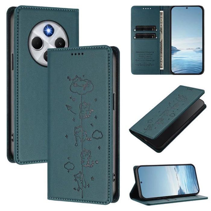 Funda para teléfono de cuero vegano magnética RFID con estampado de lindos gatos, For Xiaomi Civi 5 Pro, For Xiaomi 15S Pro, For Xiaomi Poco F7 / Redmi Turbo 4 Pro, For Xiaomi Poco M7 5G / Poco C75 / Redmi A4 5G, For Xiaomi 15 Ultra                    ...