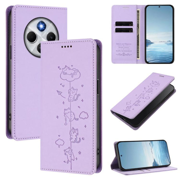 Funda para teléfono de cuero vegano magnética RFID con estampado de lindos gatos, For Xiaomi Civi 5 Pro, For Xiaomi 15S Pro, For Xiaomi Poco F7 / Redmi Turbo 4 Pro, For Xiaomi Poco M7 5G / Poco C75 / Redmi A4 5G, For Xiaomi 15 Ultra                    ...