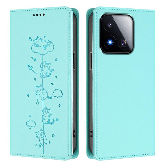 Funda para teléfono de cuero vegano magnética RFID con estampado de lindos gatos, For Xiaomi 17 Max 5G, For Xiaomi 17T Pro 5G, For Xiaomi 17 Pro Max, For Xiaomi 17 Pro, For Xiaomi 17, For Xiaomi Poco M7 4G 169mm, For Xiaomi Poco M7 4G 171mm            ...