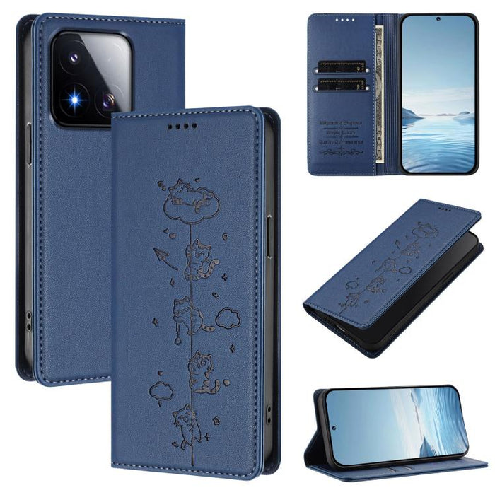 Funda para teléfono de cuero vegano magnética RFID con estampado de lindos gatos, For Xiaomi 17 Max 5G, For Xiaomi 17T Pro 5G, For Xiaomi 17 Pro Max, For Xiaomi 17 Pro, For Xiaomi 17, For Xiaomi Poco M7 4G 169mm, For Xiaomi Poco M7 4G 171mm            ...