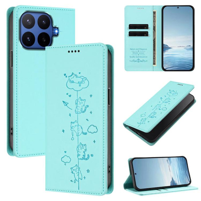 Funda para teléfono de cuero vegano magnética RFID con estampado de lindos gatos, For Xiaomi 17 Max 5G, For Xiaomi 17T Pro 5G, For Xiaomi 17 Pro Max, For Xiaomi 17 Pro, For Xiaomi 17, For Xiaomi Poco M7 4G 169mm, For Xiaomi Poco M7 4G 171mm            ...