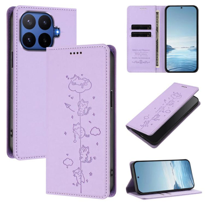 Funda para teléfono de cuero vegano magnética RFID con estampado de lindos gatos, For Xiaomi 17 Max 5G, For Xiaomi 17T Pro 5G, For Xiaomi 17 Pro Max, For Xiaomi 17 Pro, For Xiaomi 17, For Xiaomi Poco M7 4G 169mm, For Xiaomi Poco M7 4G 171mm            ...
