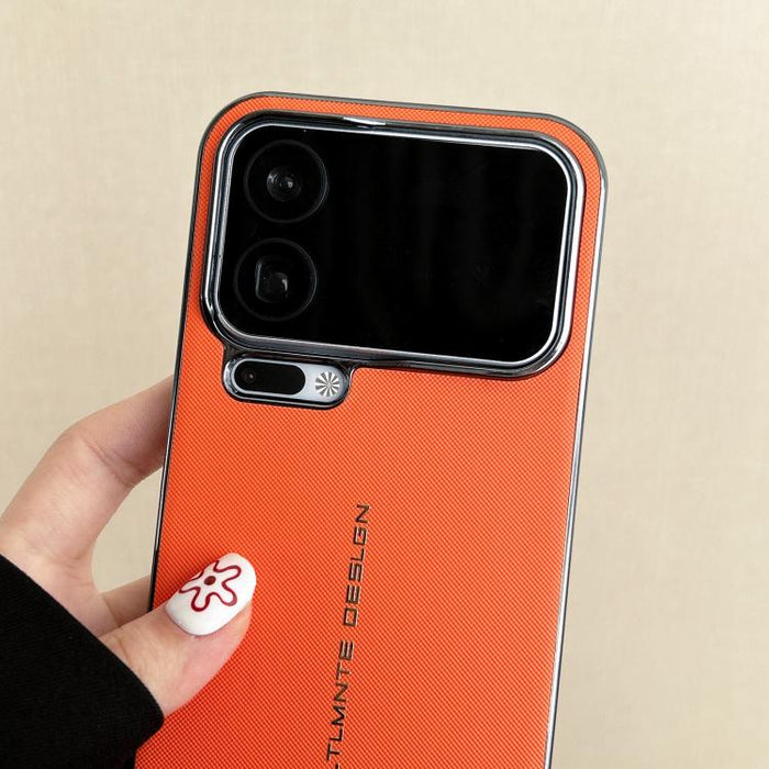 Funda con textura de cuero vegano tejido en dos ejes y acabado galvanizado., For Xiaomi 17 Pro Max
