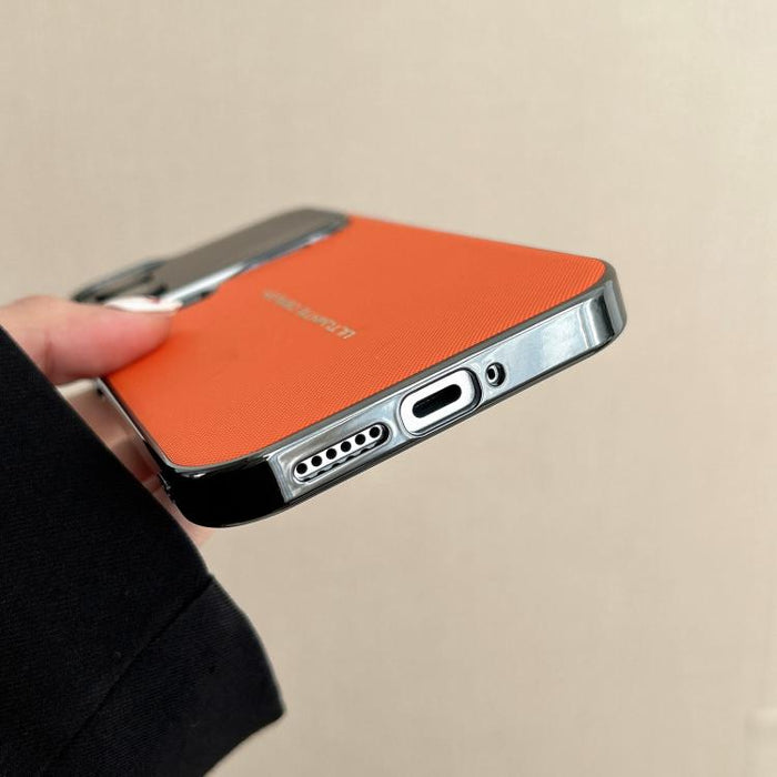 Funda con textura de cuero vegano tejido en dos ejes y acabado galvanizado., For Xiaomi 17 Pro Max