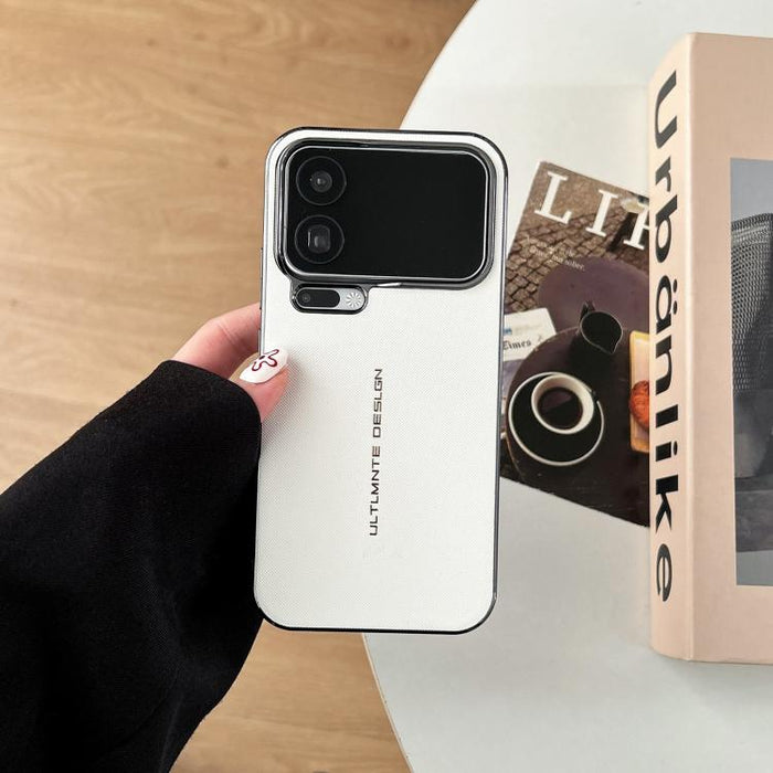 Funda con textura de cuero vegano tejido en dos ejes y acabado galvanizado., For Xiaomi 17 Pro Max