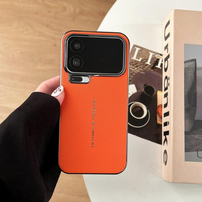 Funda con textura de cuero vegano tejido en dos ejes y acabado galvanizado., For Xiaomi 17 Pro Max