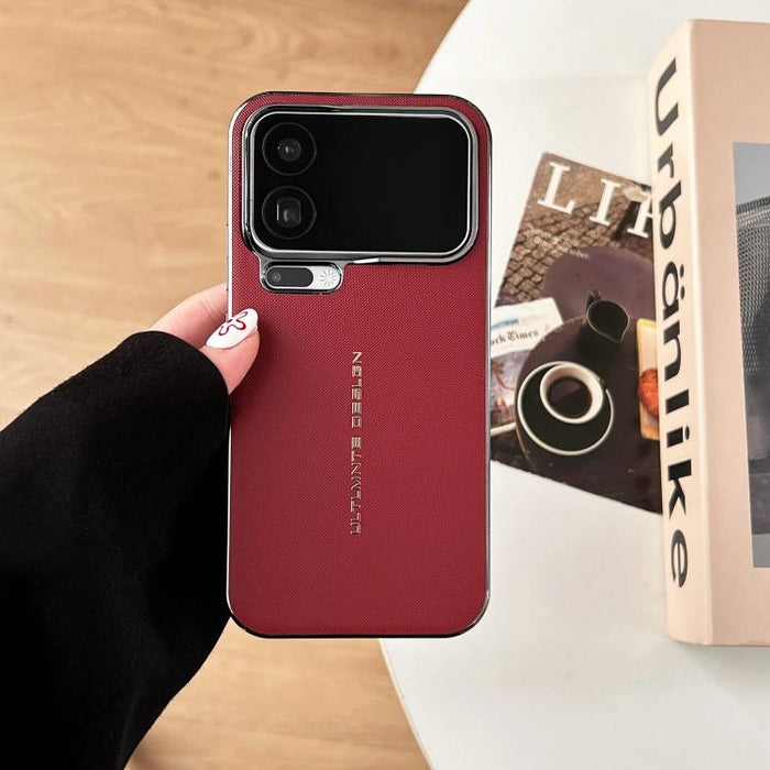 Funda con textura de cuero vegano tejido en dos ejes y acabado galvanizado., For Xiaomi 17 Pro Max
