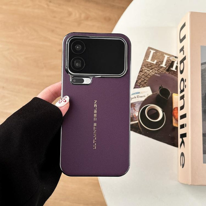 Funda con textura de cuero vegano tejido en dos ejes y acabado galvanizado., For Xiaomi 17 Pro Max