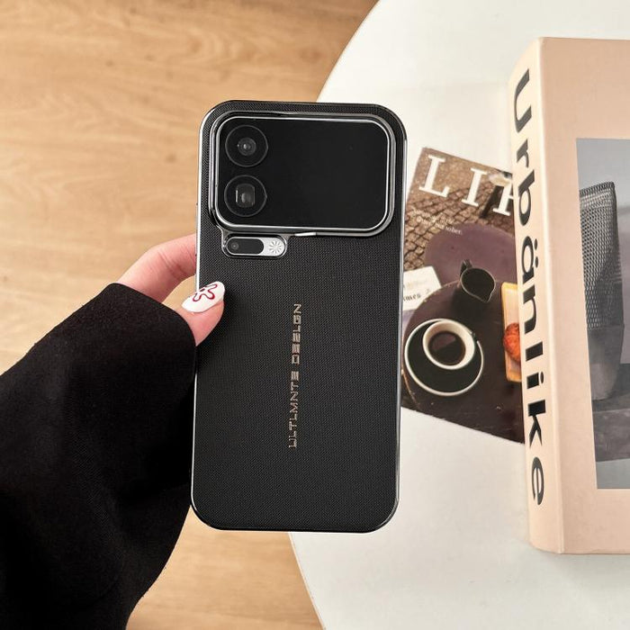 Funda con textura de cuero vegano tejido en dos ejes y acabado galvanizado., For Xiaomi 17 Pro Max