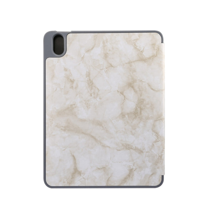 Estuche de cuero con tapa horizontal con patrón de textura de mármol, con soporte de tres pliegues y suspensión / activación