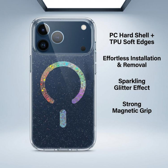 Funda magnética de TPU con purpurina para teléfono, For iPhone 17 Pro Max, For iPhone 17 Pro