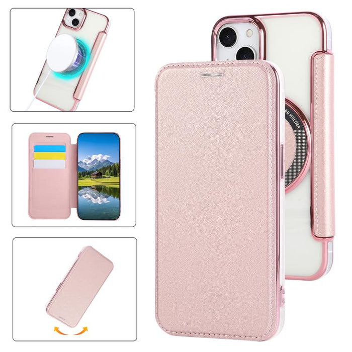 Funda para teléfono de piel vegana con revestimiento magnético ultrafino, For iPhone 14 / 13, For iPhone 14 Pro, For iPhone 14 Pro Max, For iPhone 13 Pro Max, For iPhone 13 Pro, For iPhone 12 / 12 Pro, For iPhone 12 Pro Max