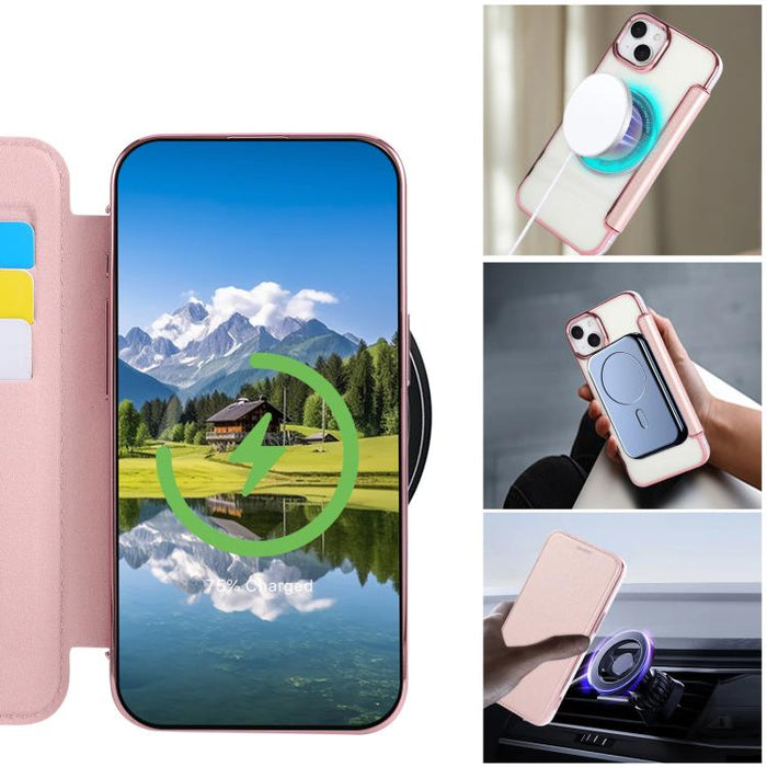 Funda para teléfono de piel vegana con revestimiento magnético ultrafino, For iPhone 14 / 13, For iPhone 14 Pro, For iPhone 14 Pro Max, For iPhone 13 Pro Max, For iPhone 13 Pro, For iPhone 12 / 12 Pro, For iPhone 12 Pro Max