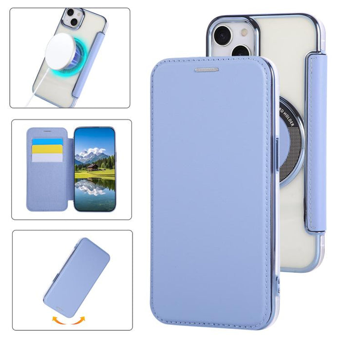 Funda para teléfono de piel vegana con revestimiento magnético ultrafino, For iPhone 14 / 13, For iPhone 14 Pro, For iPhone 14 Pro Max, For iPhone 13 Pro Max, For iPhone 13 Pro, For iPhone 12 / 12 Pro, For iPhone 12 Pro Max