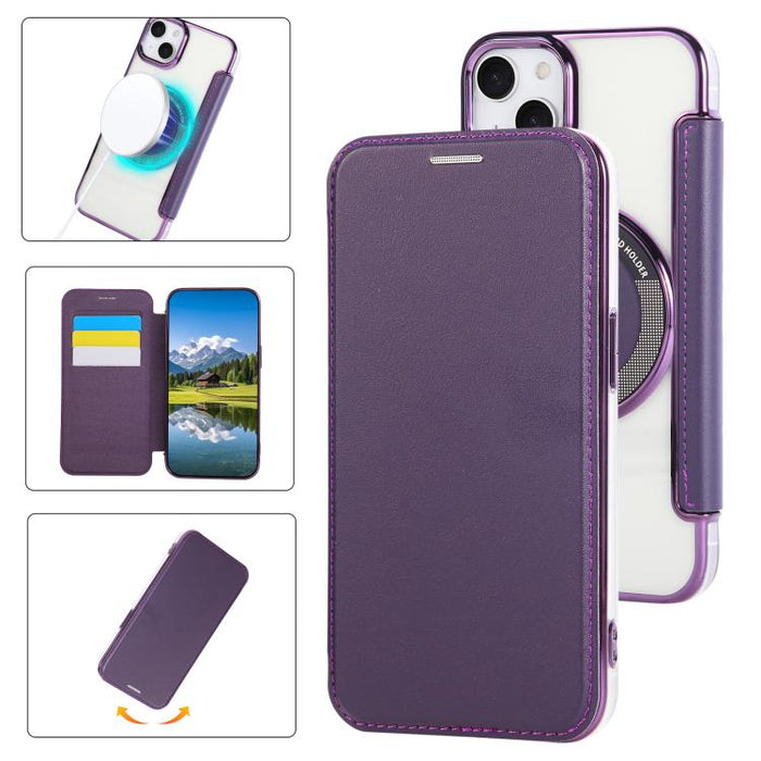 Funda para teléfono de piel vegana con revestimiento magnético ultrafino, For iPhone 14 / 13, For iPhone 14 Pro, For iPhone 14 Pro Max, For iPhone 13 Pro Max, For iPhone 13 Pro, For iPhone 12 / 12 Pro, For iPhone 12 Pro Max