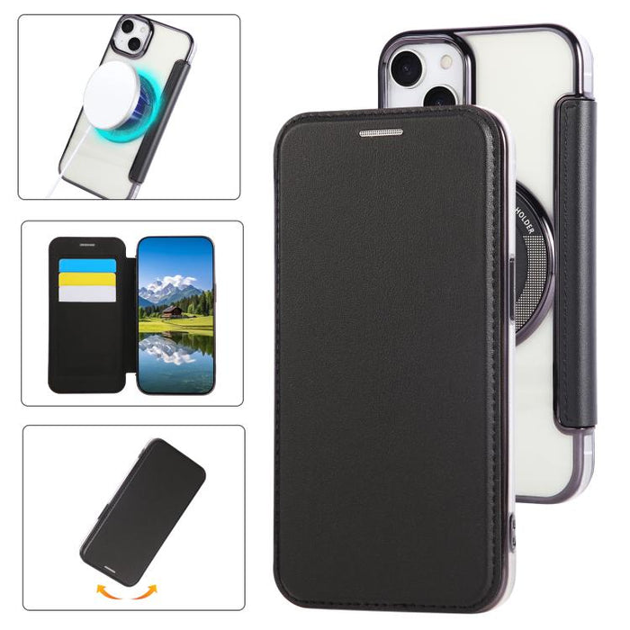 Funda para teléfono de piel vegana con revestimiento magnético ultrafino, For iPhone 14 / 13, For iPhone 14 Pro, For iPhone 14 Pro Max, For iPhone 13 Pro Max, For iPhone 13 Pro, For iPhone 12 / 12 Pro, For iPhone 12 Pro Max