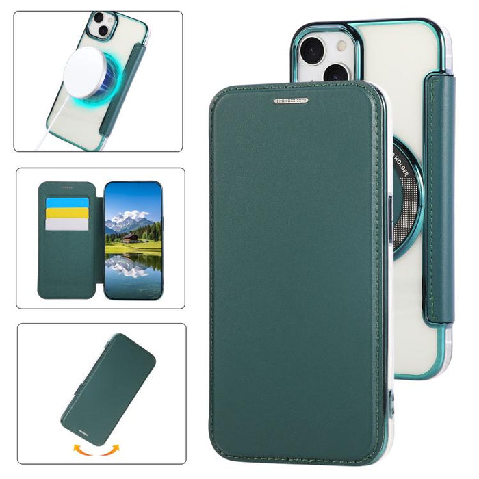 Funda para teléfono de piel vegana con revestimiento magnético ultrafino, For iPhone 14 / 13, For iPhone 14 Pro, For iPhone 14 Pro Max, For iPhone 13 Pro Max, For iPhone 13 Pro, For iPhone 12 / 12 Pro, For iPhone 12 Pro Max