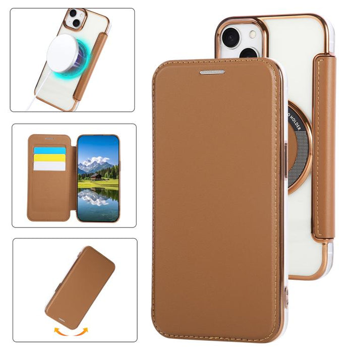 Funda para teléfono de piel vegana con revestimiento magnético ultrafino, For iPhone 14 / 13, For iPhone 14 Pro, For iPhone 14 Pro Max, For iPhone 13 Pro Max, For iPhone 13 Pro, For iPhone 12 / 12 Pro, For iPhone 12 Pro Max