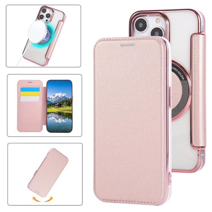 Funda para teléfono de piel vegana con revestimiento magnético ultrafino, For iPhone 14 / 13, For iPhone 14 Pro, For iPhone 14 Pro Max, For iPhone 13 Pro Max, For iPhone 13 Pro, For iPhone 12 / 12 Pro, For iPhone 12 Pro Max