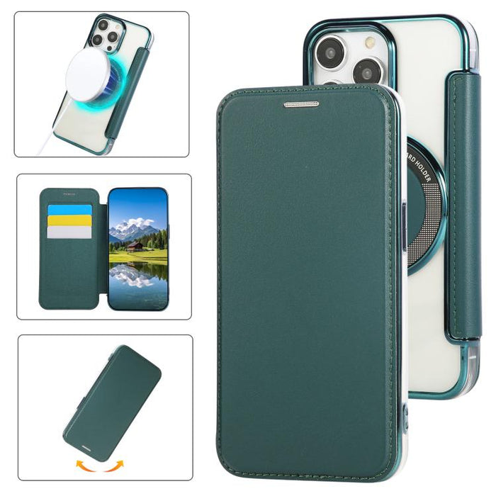 Funda para teléfono de piel vegana con revestimiento magnético ultrafino, For iPhone 14 / 13, For iPhone 14 Pro, For iPhone 14 Pro Max, For iPhone 13 Pro Max, For iPhone 13 Pro, For iPhone 12 / 12 Pro, For iPhone 12 Pro Max