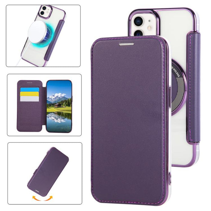 Funda para teléfono de piel vegana con revestimiento magnético ultrafino, For iPhone 14 / 13, For iPhone 14 Pro, For iPhone 14 Pro Max, For iPhone 13 Pro Max, For iPhone 13 Pro, For iPhone 12 / 12 Pro, For iPhone 12 Pro Max