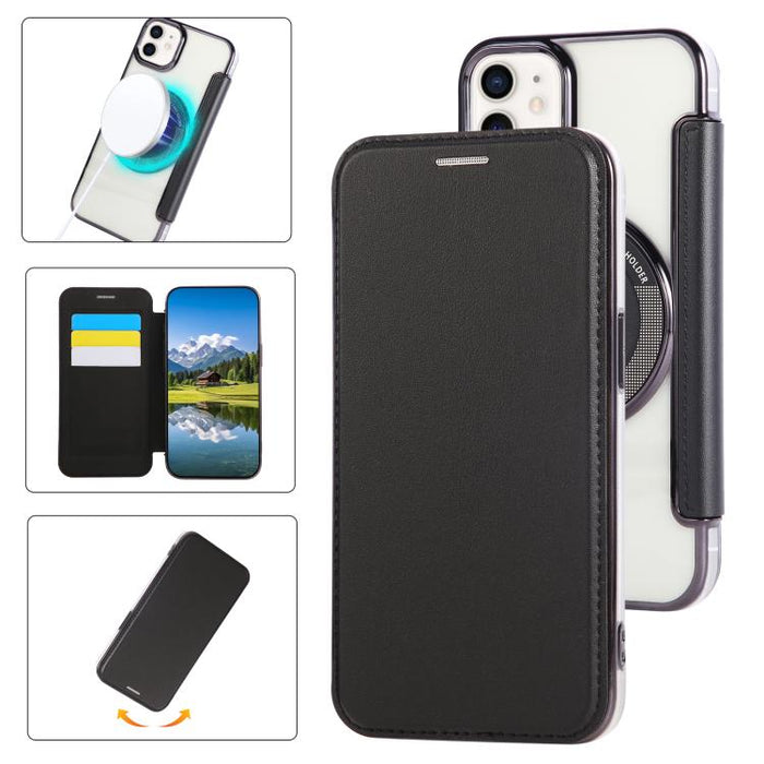 Funda para teléfono de piel vegana con revestimiento magnético ultrafino, For iPhone 14 / 13, For iPhone 14 Pro, For iPhone 14 Pro Max, For iPhone 13 Pro Max, For iPhone 13 Pro, For iPhone 12 / 12 Pro, For iPhone 12 Pro Max