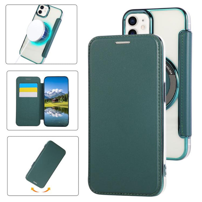 Funda para teléfono de piel vegana con revestimiento magnético ultrafino, For iPhone 14 / 13, For iPhone 14 Pro, For iPhone 14 Pro Max, For iPhone 13 Pro Max, For iPhone 13 Pro, For iPhone 12 / 12 Pro, For iPhone 12 Pro Max