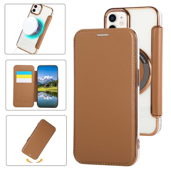 Funda para teléfono de piel vegana con revestimiento magnético ultrafino, For iPhone 14 / 13, For iPhone 14 Pro, For iPhone 14 Pro Max, For iPhone 13 Pro Max, For iPhone 13 Pro, For iPhone 12 / 12 Pro, For iPhone 12 Pro Max