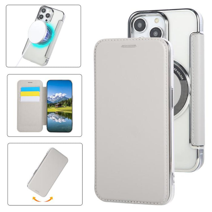 Funda para teléfono de piel vegana con revestimiento magnético ultrafino, For iPhone 14 / 13, For iPhone 14 Pro, For iPhone 14 Pro Max, For iPhone 13 Pro Max, For iPhone 13 Pro, For iPhone 12 / 12 Pro, For iPhone 12 Pro Max