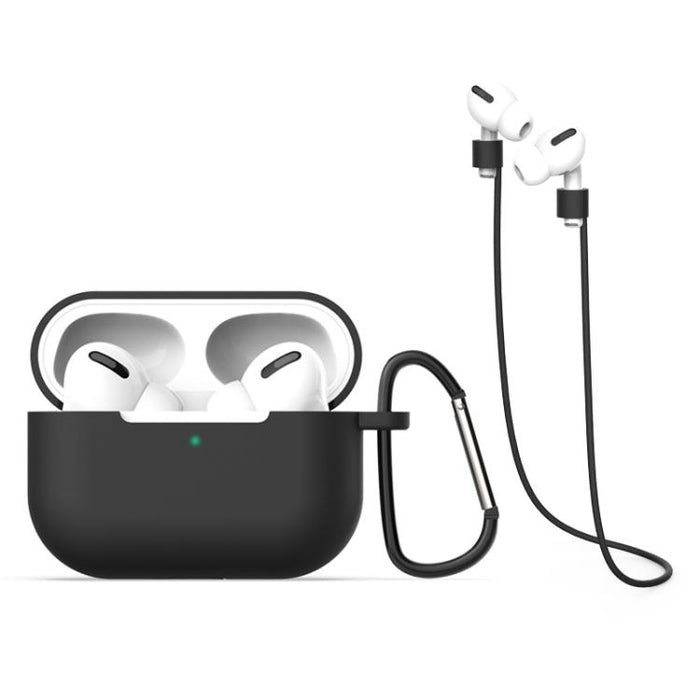 Funda protectora de silicona para auriculares + gancho + cuerda antipérdida (3 en 1), For AirPods Pro 3